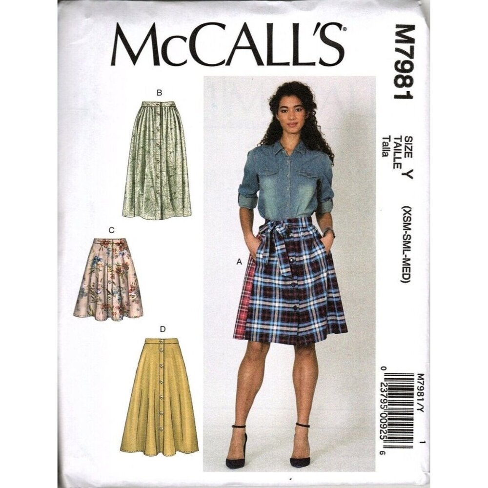 McCall's M7981 Misses XS to M Button Front Skirt Uncut Sewing Pattern New